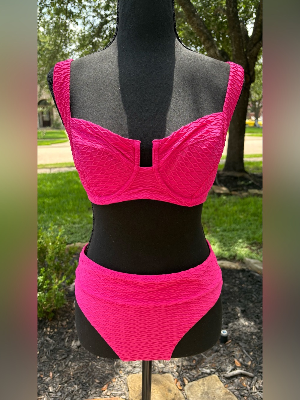 Victoria's Secret Hot Pink Textured Bikini Set